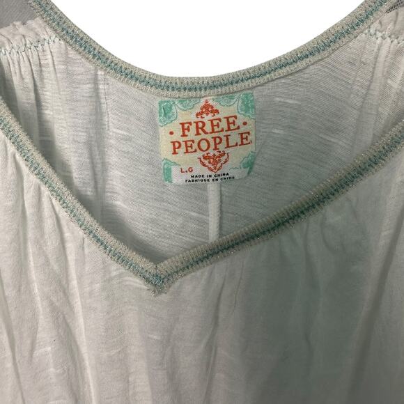 Free People White and Turquoise Blouse - Picture 4 of 9